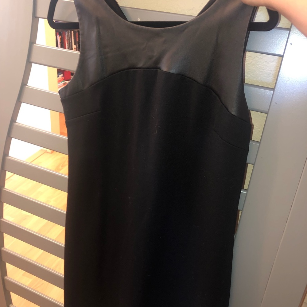 Black dress with leather accent